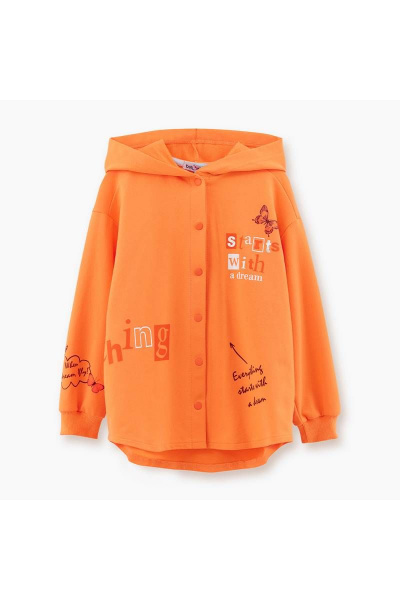 Рубашка-жакет с капюшоном из футера для девочки Bell Bimbo 230049 абрикос - фото 1