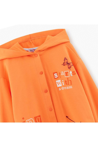 Рубашка-жакет с капюшоном из футера для девочки Bell Bimbo 230049 абрикос - фото 2