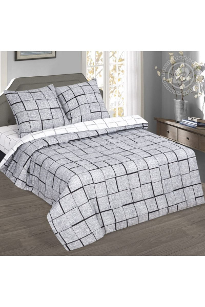 Комплект постельного белья из хлопка поплин 2-спальный Евро АРТПОСТЕЛЬ 909 пифагор - фото 1