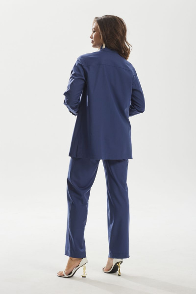 Демисезонный комплект из брюк и рубашки из текстиля MALI 722-124 синий - фото 10