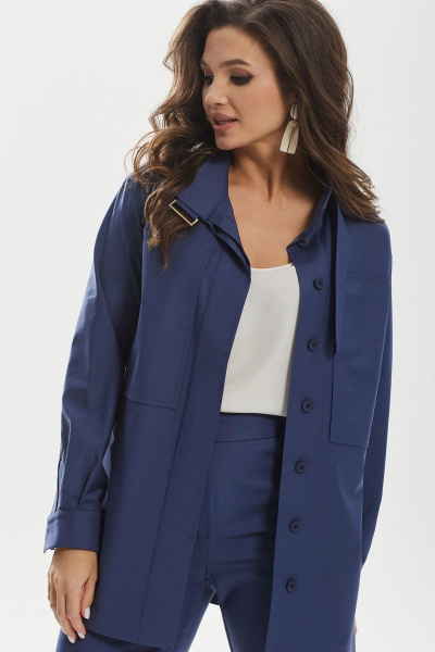 Демисезонный комплект из брюк и рубашки из текстиля MALI 722-124 синий - фото 7