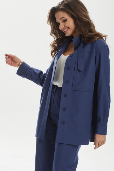 Демисезонный комплект из брюк и рубашки из текстиля MALI 722-124 синий - фото 6