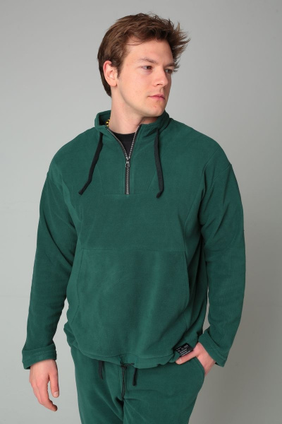 Брюки и джемпер из теплого флиса на каждый день спорт-комплект HIT 0321/1 зеленый - фото 2