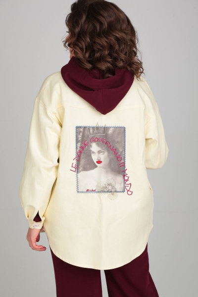 Рубашка из джинсового хлопка с накладными карманами и вышивкой Michel chic 773 нежно-желтый - фото 2