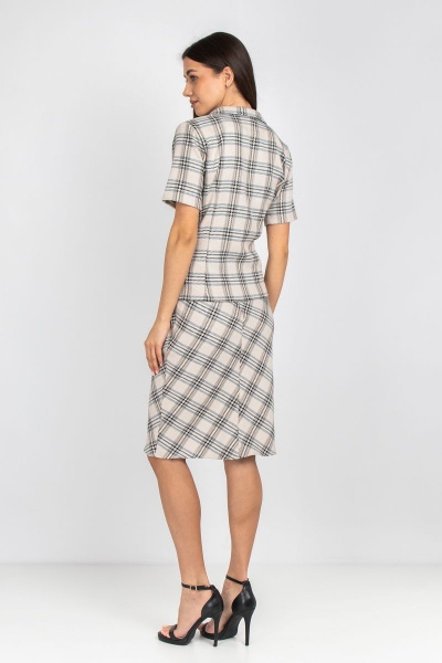 Классический жакет и юбка из текстиля с вытачками Mirolia 1093 бежевая клетка - фото 3