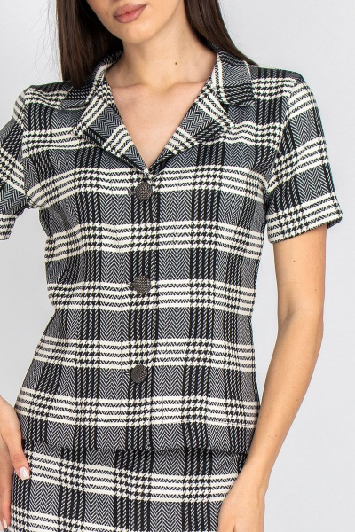 Жакет, юбка Mirolia 1097 чёрно-белая клетка - фото 5