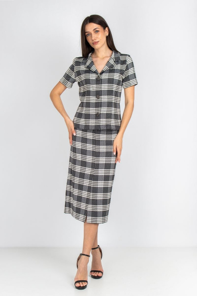 Жакет, юбка Mirolia 1097 чёрно-белая клетка - фото 2