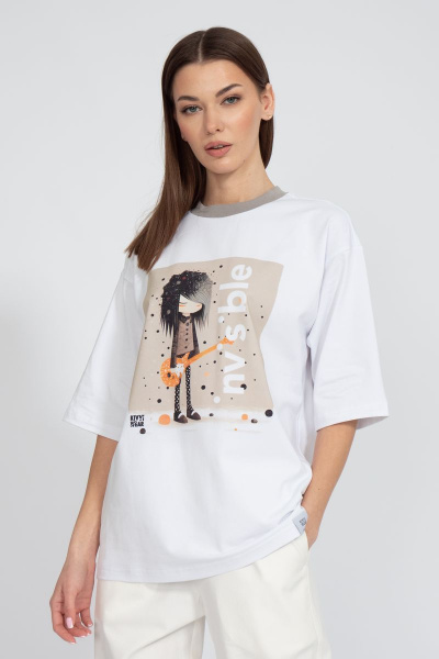 Футболка на каждый день с завышенной горловиной из хлопка Kivviwear 4034.16 - фото 1