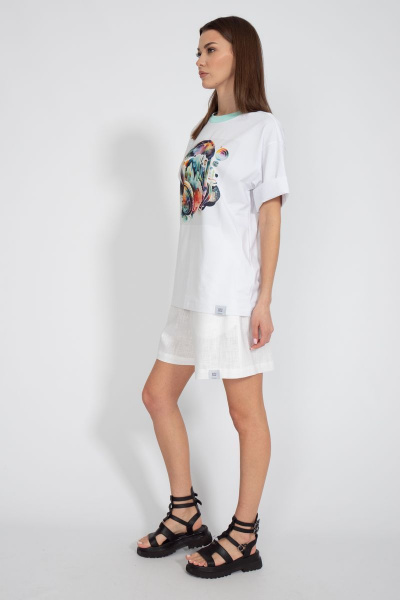 Футболка на каждый день свободного кроя из хлопка Kivviwear 4034.17 - фото 10