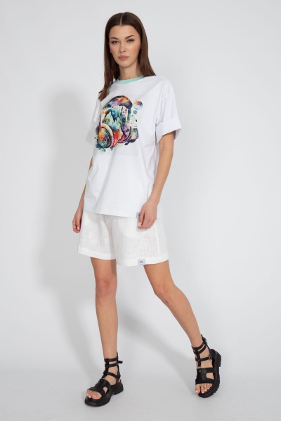 Футболка на каждый день свободного кроя из хлопка Kivviwear 4034.17 - фото 4