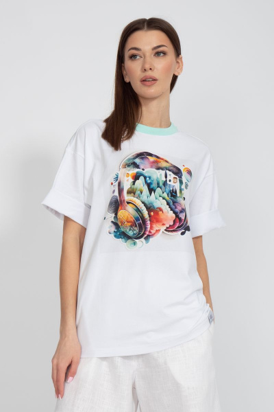 Футболка на каждый день свободного кроя из хлопка Kivviwear 4034.17 - фото 1