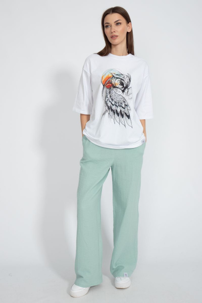 Футболка свободного кроя из трикотажа для летнего образа Kivviwear 4034.24 - фото 7