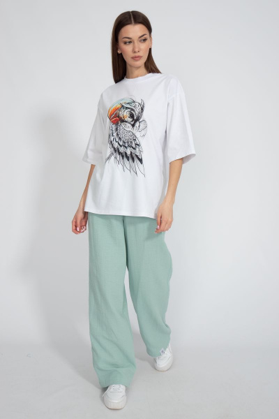 Футболка свободного кроя из трикотажа для летнего образа Kivviwear 4034.24 - фото 4