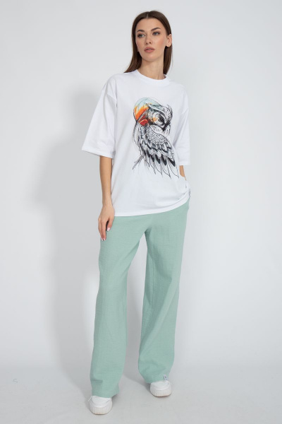 Футболка свободного кроя из трикотажа для летнего образа Kivviwear 4034.24 - фото 2