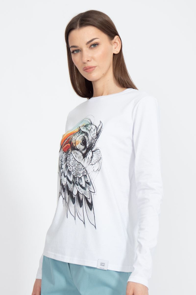 Лонгслив классический из трикотажа хлопка на каждый день Kivviwear 4061.44 - фото 1