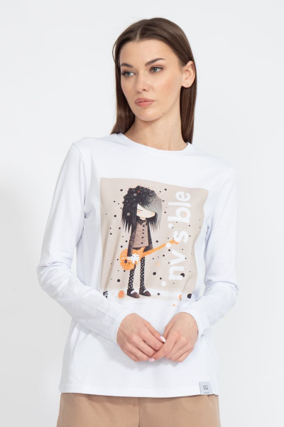 Лонгслив классический из трикотажа хлопка на каждый день Kivviwear 4061.45 - фото 1