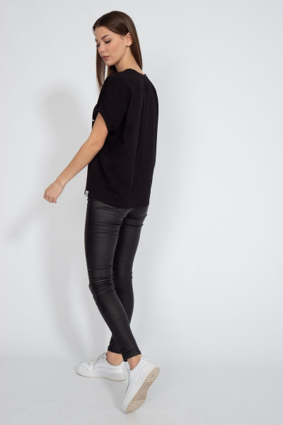 Майка черная из хлопка с цифровым принтом летучая мышь Kivviwear 4072.04 - фото 12