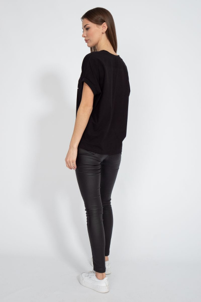 Майка черная из хлопка с цифровым принтом летучая мышь Kivviwear 4072.04 - фото 11