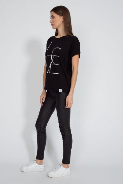 Майка черная из хлопка с цифровым принтом летучая мышь Kivviwear 4072.04 - фото 10