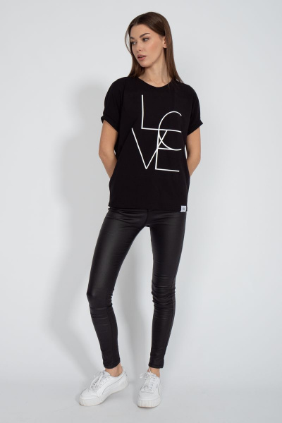 Майка черная из хлопка с цифровым принтом летучая мышь Kivviwear 4072.04 - фото 9