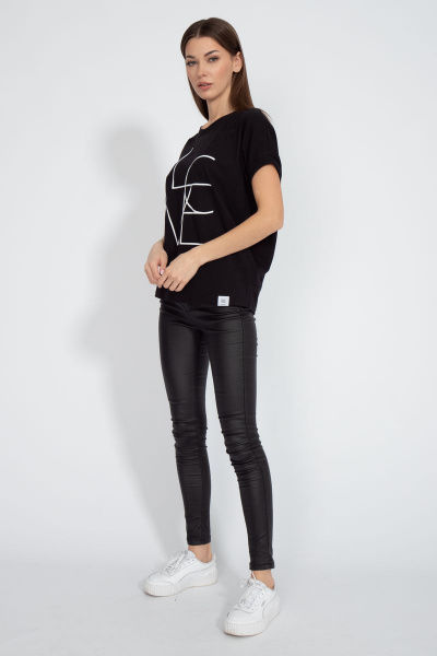 Майка черная из хлопка с цифровым принтом летучая мышь Kivviwear 4072.04 - фото 8