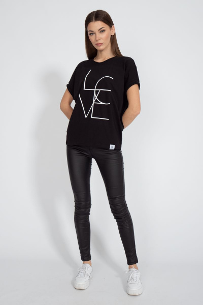 Майка черная из хлопка с цифровым принтом летучая мышь Kivviwear 4072.04 - фото 3