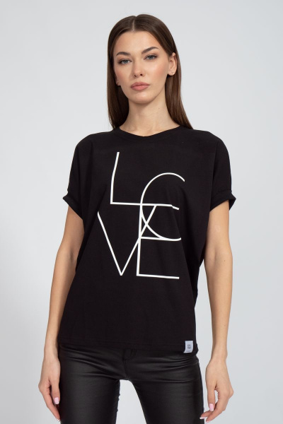 Майка черная из хлопка с цифровым принтом летучая мышь Kivviwear 4072.04 - фото 1