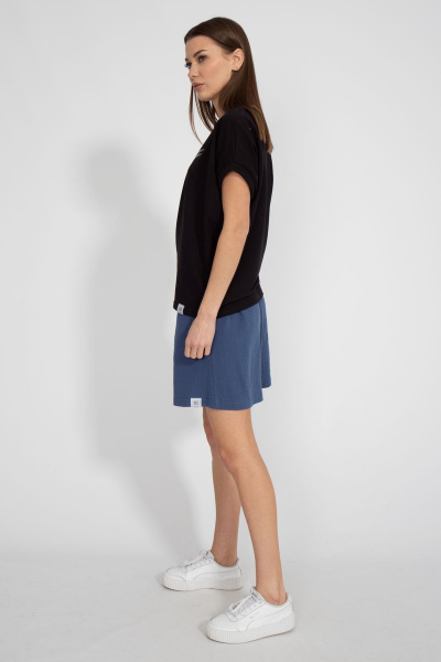 Майка черная из хлопка с цифровым принтом летучая мышь Kivviwear 4072.05 - фото 10