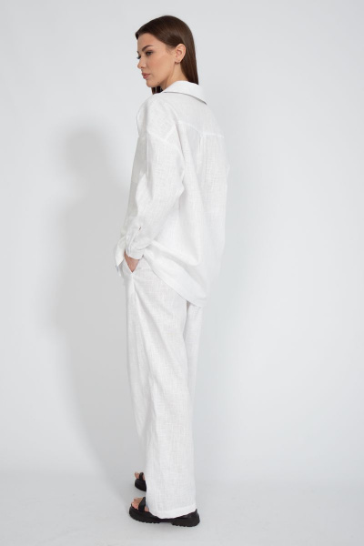 Рубашка лен свободного кроя с накладным карманом Kivviwear 4073.10 - фото 10