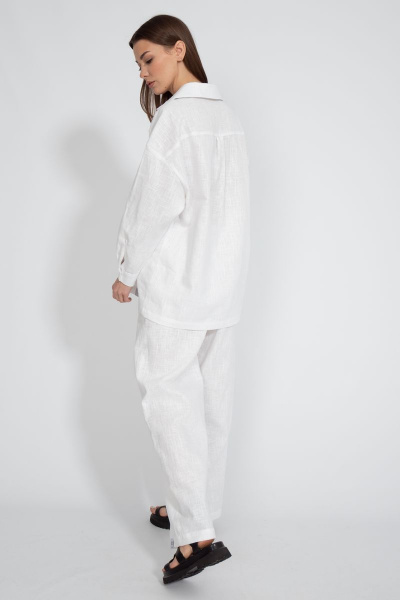 Рубашка лен свободного кроя с накладным карманом Kivviwear 4073.10 - фото 9