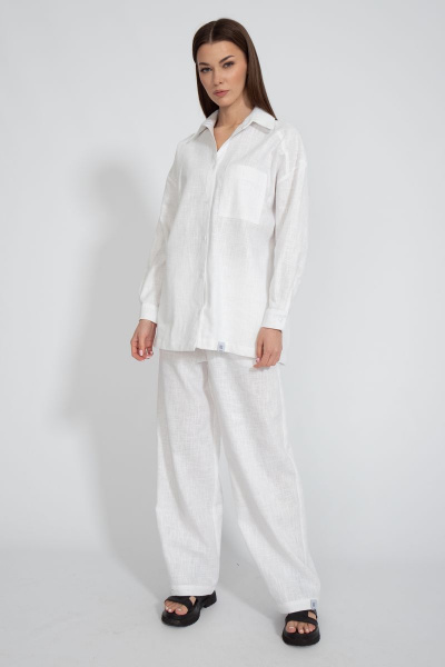 Рубашка лен свободного кроя с накладным карманом Kivviwear 4073.10 - фото 2