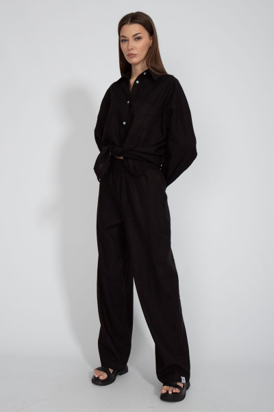 Рубашка лен свободного кроя с накладным карманом Kivviwear 4073.11 - фото 10