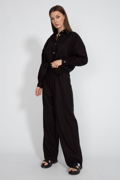 Рубашка лен свободного кроя с накладным карманом Kivviwear 4073.11 - фото 9