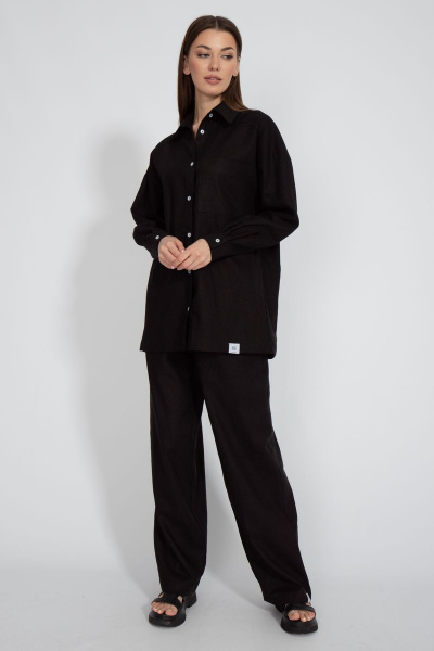 Рубашка лен свободного кроя с накладным карманом Kivviwear 4073.11 - фото 5