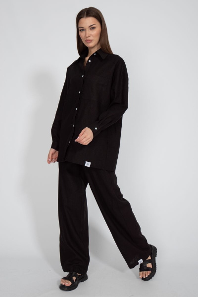 Рубашка лен свободного кроя с накладным карманом Kivviwear 4073.11 - фото 4