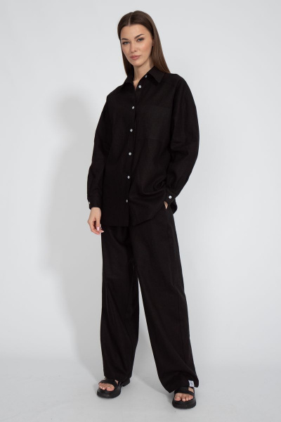 Рубашка лен свободного кроя с накладным карманом Kivviwear 4073.11 - фото 2