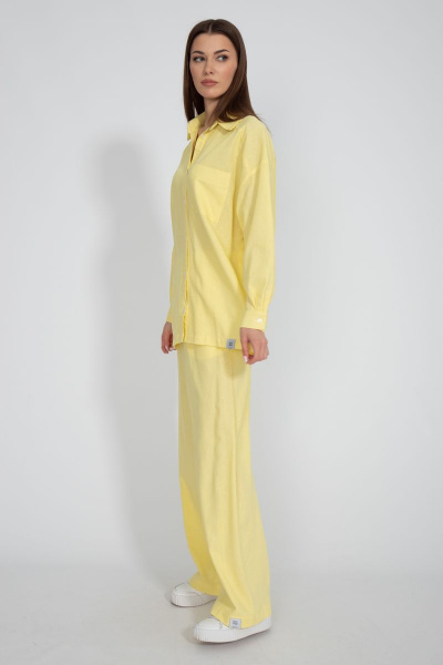 Рубашка лен свободного кроя с накладным карманом Kivviwear 4073.15 - фото 12
