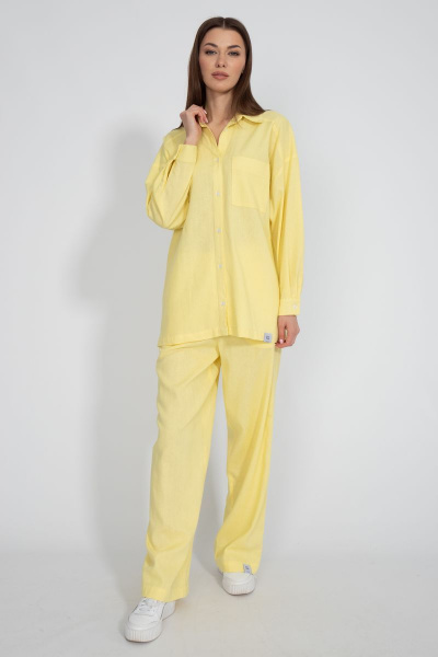 Рубашка лен свободного кроя с накладным карманом Kivviwear 4073.15 - фото 11