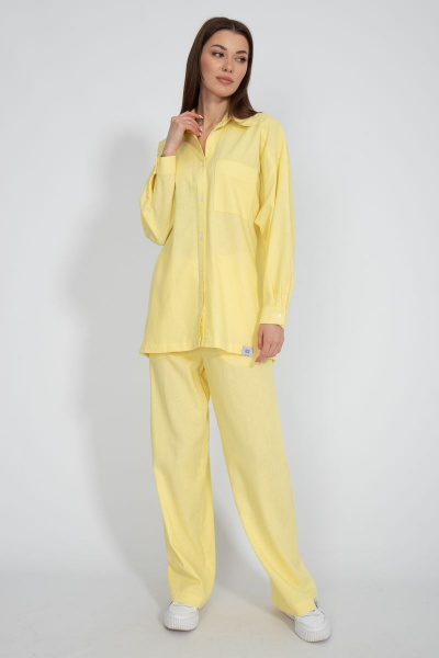Рубашка лен свободного кроя с накладным карманом Kivviwear 4073.15 - фото 10