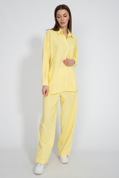 Рубашка лен свободного кроя с накладным карманом Kivviwear 4073.15 - фото 9