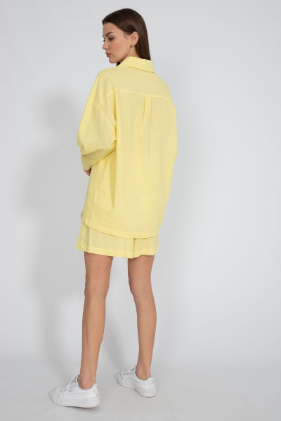 Рубашка лен свободного кроя с накладным карманом Kivviwear 4073.15 - фото 8