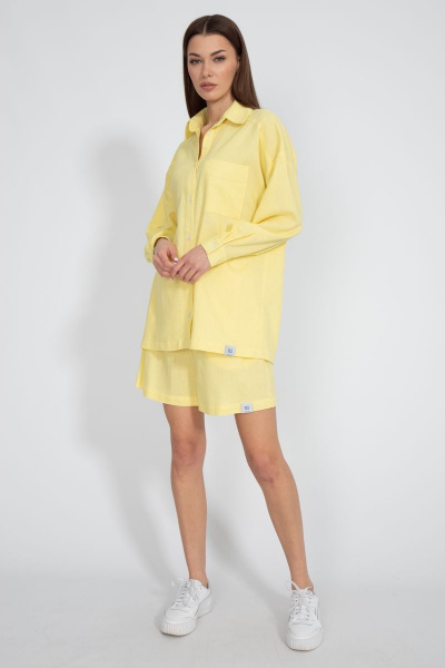 Рубашка лен свободного кроя с накладным карманом Kivviwear 4073.15 - фото 4