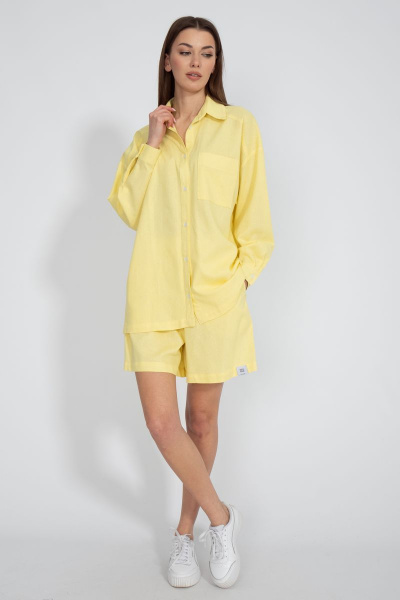 Рубашка лен свободного кроя с накладным карманом Kivviwear 4073.15 - фото 3