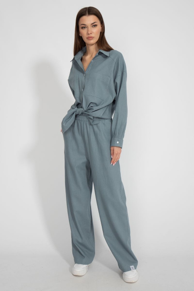 Леновая рубашка свободного кроя с накладным карманом Kivviwear 4073.17 - фото 14