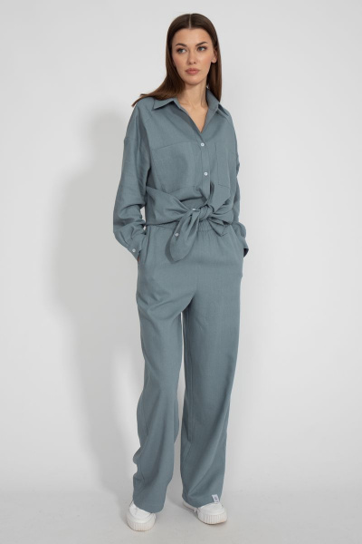 Леновая рубашка свободного кроя с накладным карманом Kivviwear 4073.17 - фото 13