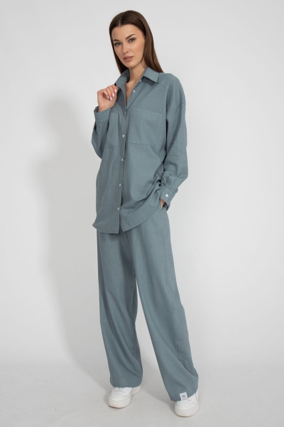 Леновая рубашка свободного кроя с накладным карманом Kivviwear 4073.17 - фото 11