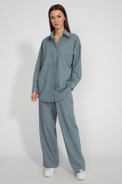 Леновая рубашка свободного кроя с накладным карманом Kivviwear 4073.17 - фото 10