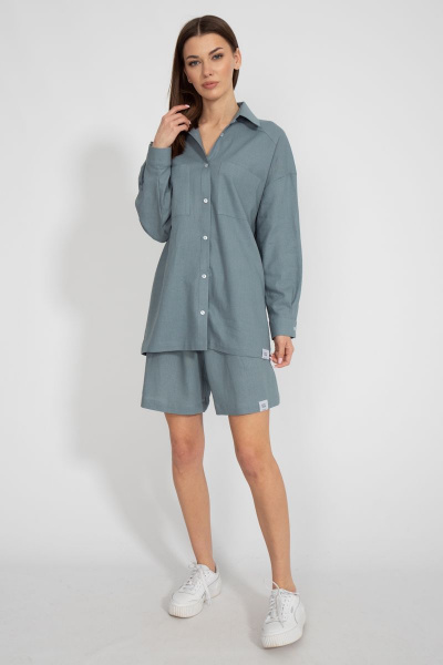 Леновая рубашка свободного кроя с накладным карманом Kivviwear 4073.17 - фото 9