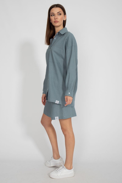 Леновая рубашка свободного кроя с накладным карманом Kivviwear 4073.17 - фото 8