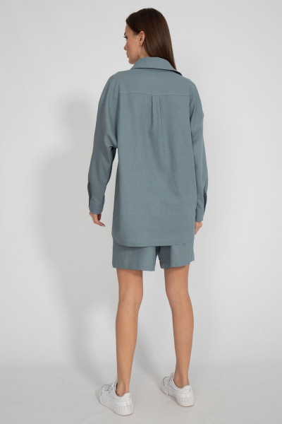 Леновая рубашка свободного кроя с накладным карманом Kivviwear 4073.17 - фото 5